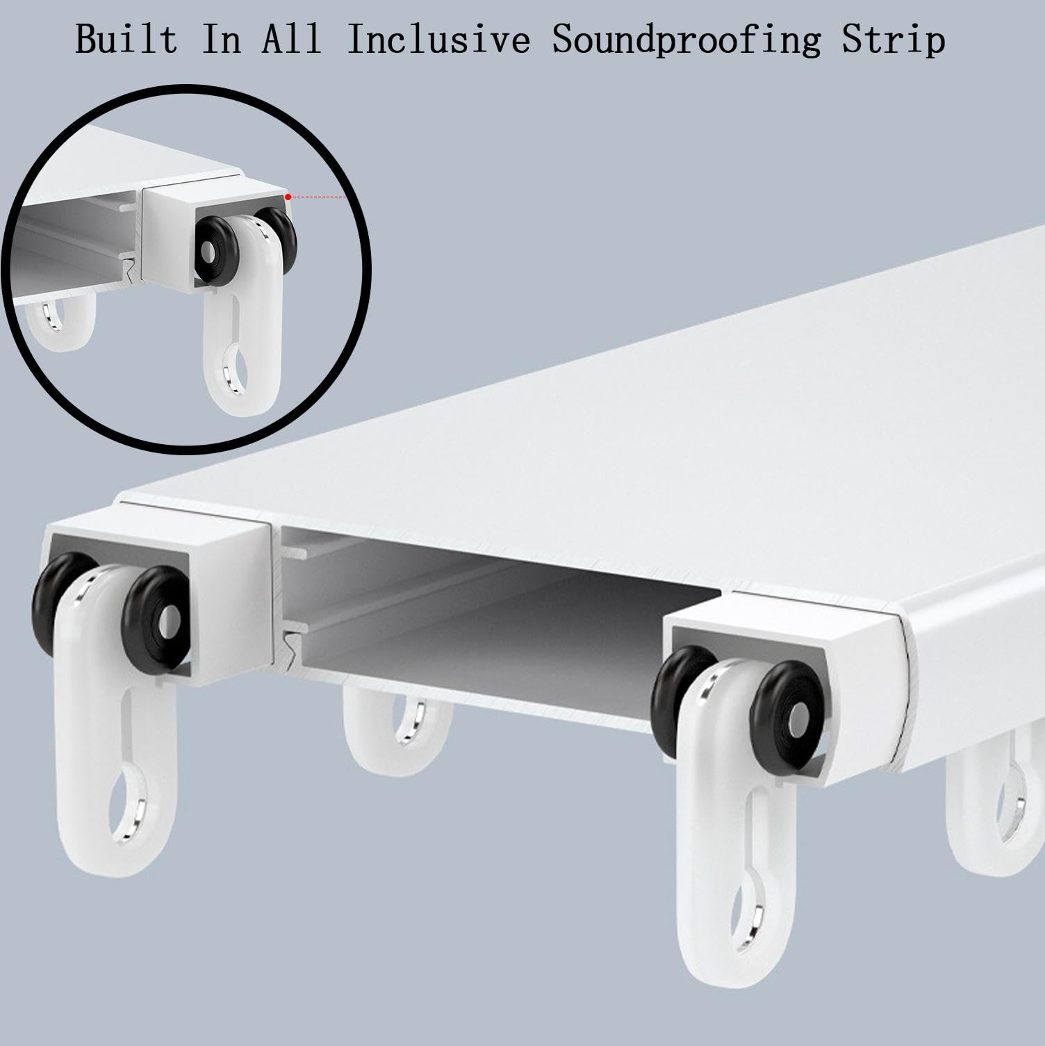 Double rail de rideau, rail de plafond en aluminium rail de rideau rail de rideau lourd, approprié pour le salon salle de bains chambre à coucher cloisonné rail de plafond Kit,White-2.6m
