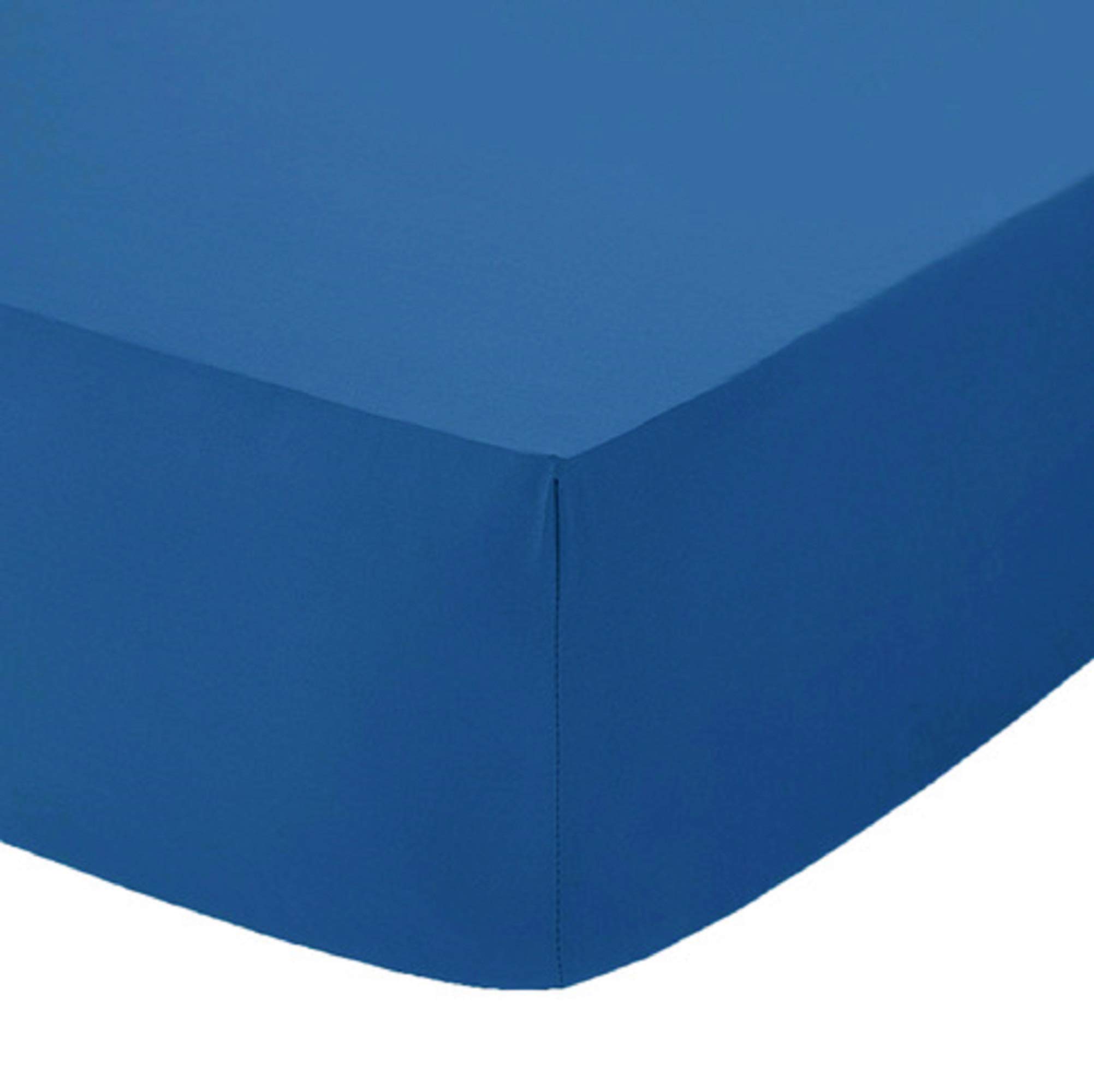 Comfy Nights Plain Dyed Pollycotton Easy Iron Pecale Fitted sheet (Mid Blue, King) โ image 1