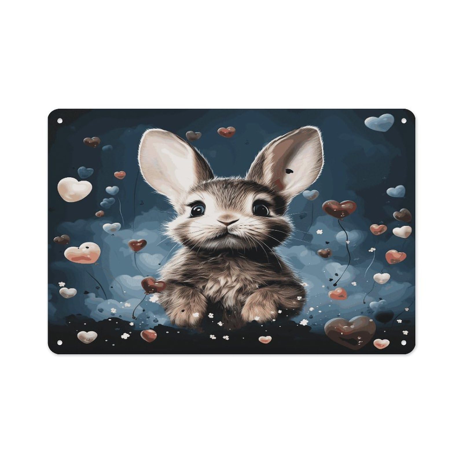 Btcowzrv Style Heart Shape And Bunny Metal Sign 7.9 X 11.8 Inch, Aluminum Sign Wall Art Decor Easy To Install, Decorative Plaque For Home Bar Kitchen Pub Shop Garage