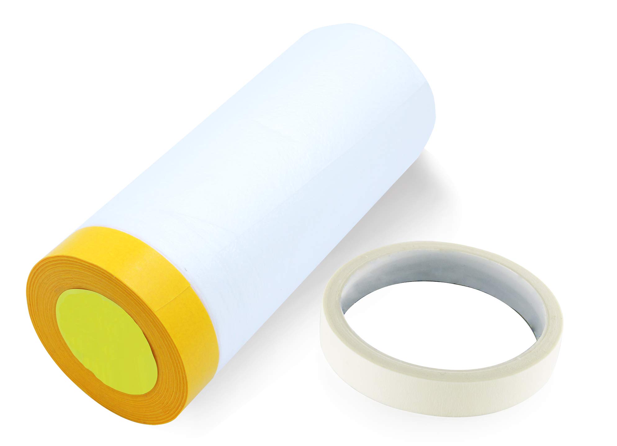 MJMPMasking Film 3.6 Feet Width Paint Plastic Sheeting with 1 Role Multi-Surface Painters Tape