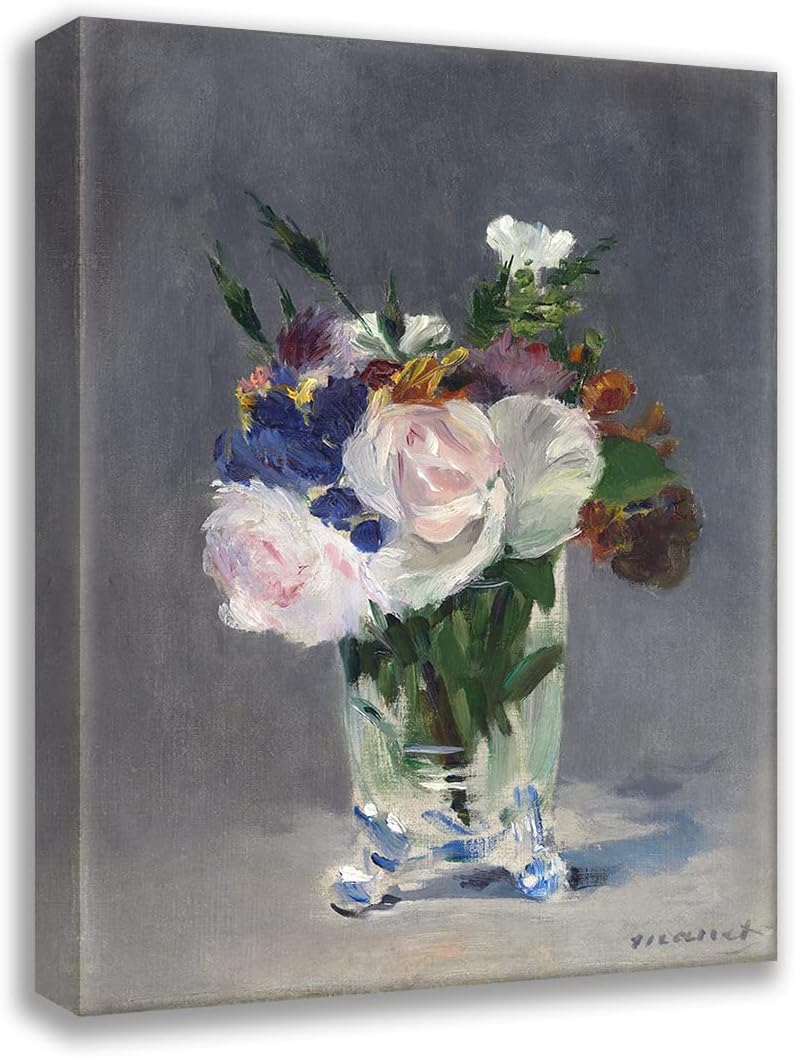 ArtDirect Édouard Manet 19x24 Gallery Wrapped Canvas Museum Art Print Titled: Flowers in a Crystal Vase (C. 1882)