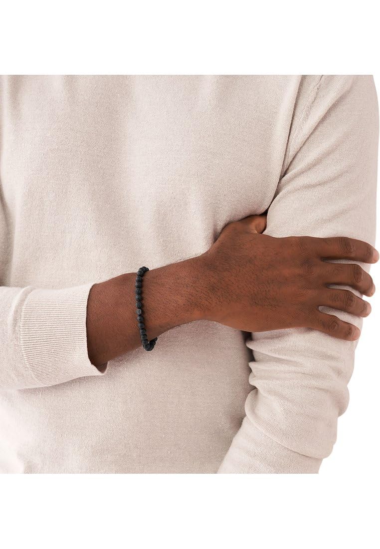 Emporio Armani Bracciale da uomo in acciaio inossidabile o con perline con chiusura a moschettone