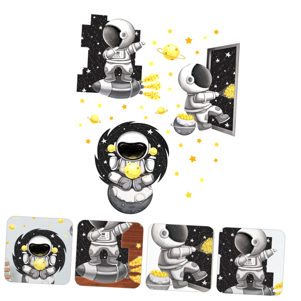 OSALADI 2pezzi Adesivo Murale Astronauta Cartoon Pvc Decorazione Per Pareti Casa Stile Creativo e Divertente Facile Da Applicare Per Camera Da Letto e Bagno