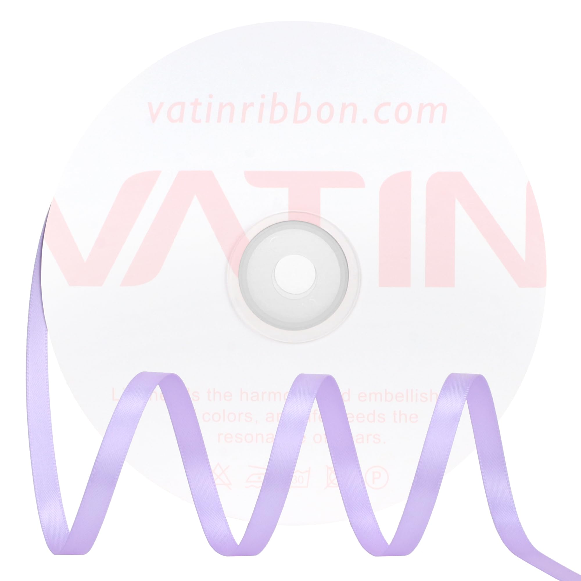 VATIN Double Face Lilac Satin Ribbon 6mm X 45m,Purple Polyester Fabric Ribbon use for Bows Bouquet Gift Wrapping