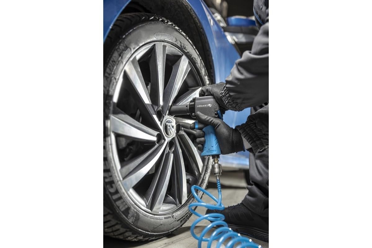 Högert Technik – Chiave ad aria ultra corta 1/2" JUMBO Drive - Velocità di rotazione 10.000 giri/min - Coppia di funzionamento fino a 680 Nm - Avvitatore pneumatico compatto ultra corto - HT4R626