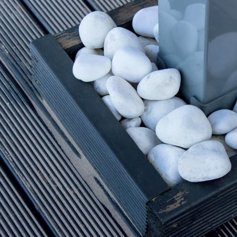 FORTUNATO Ciottoli in Marmo Bianco Carrara, Decorativi per Esterni, Superficie Levigata, Vari Formati (Misura : 25/40, Formato : 5 kg)