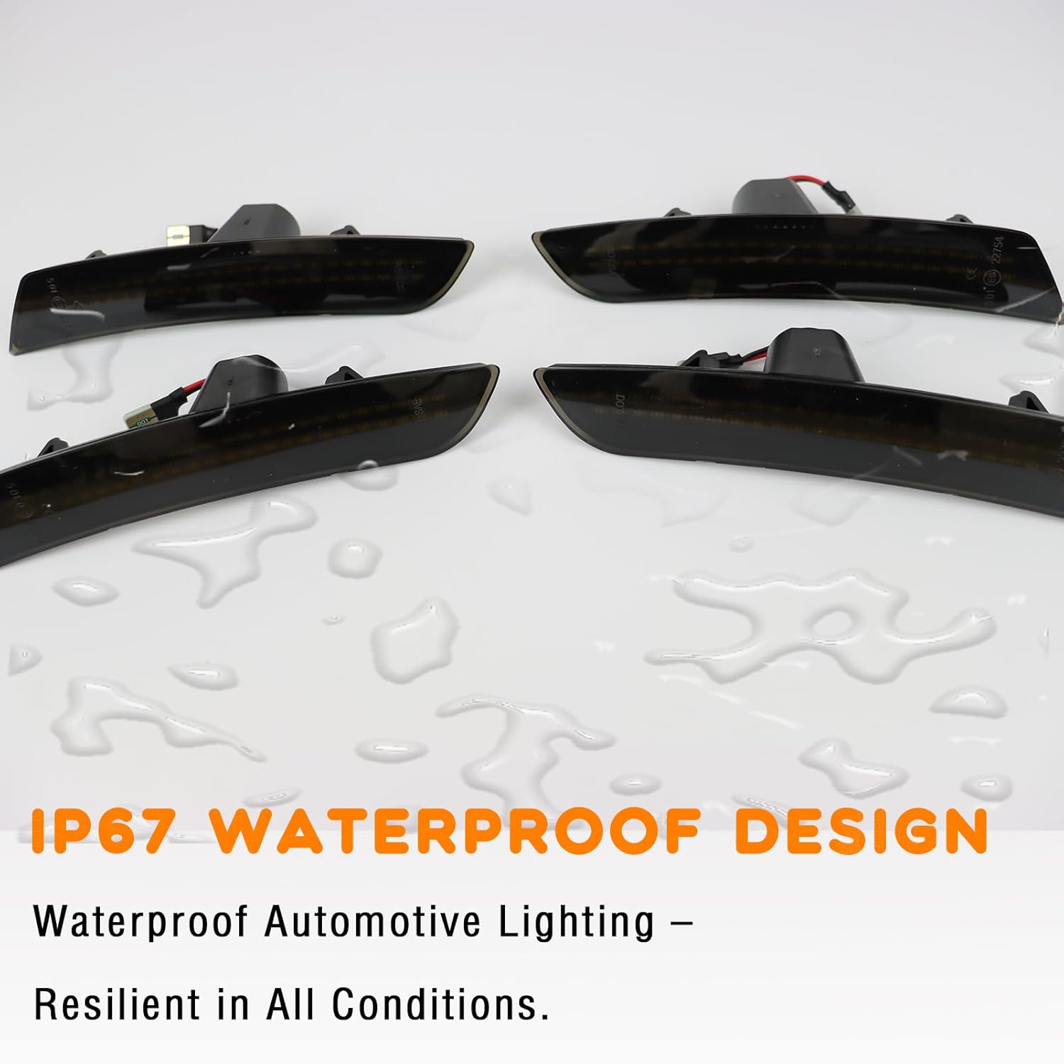 LED Front&Rear Fender LED Side Marker Lights Kit for Camaro 2016-2023, Replacement for Cadillac CTS/ATS (2015-2022),Smoked Lens Side Bumper Marker Lamps,4pcs (White)