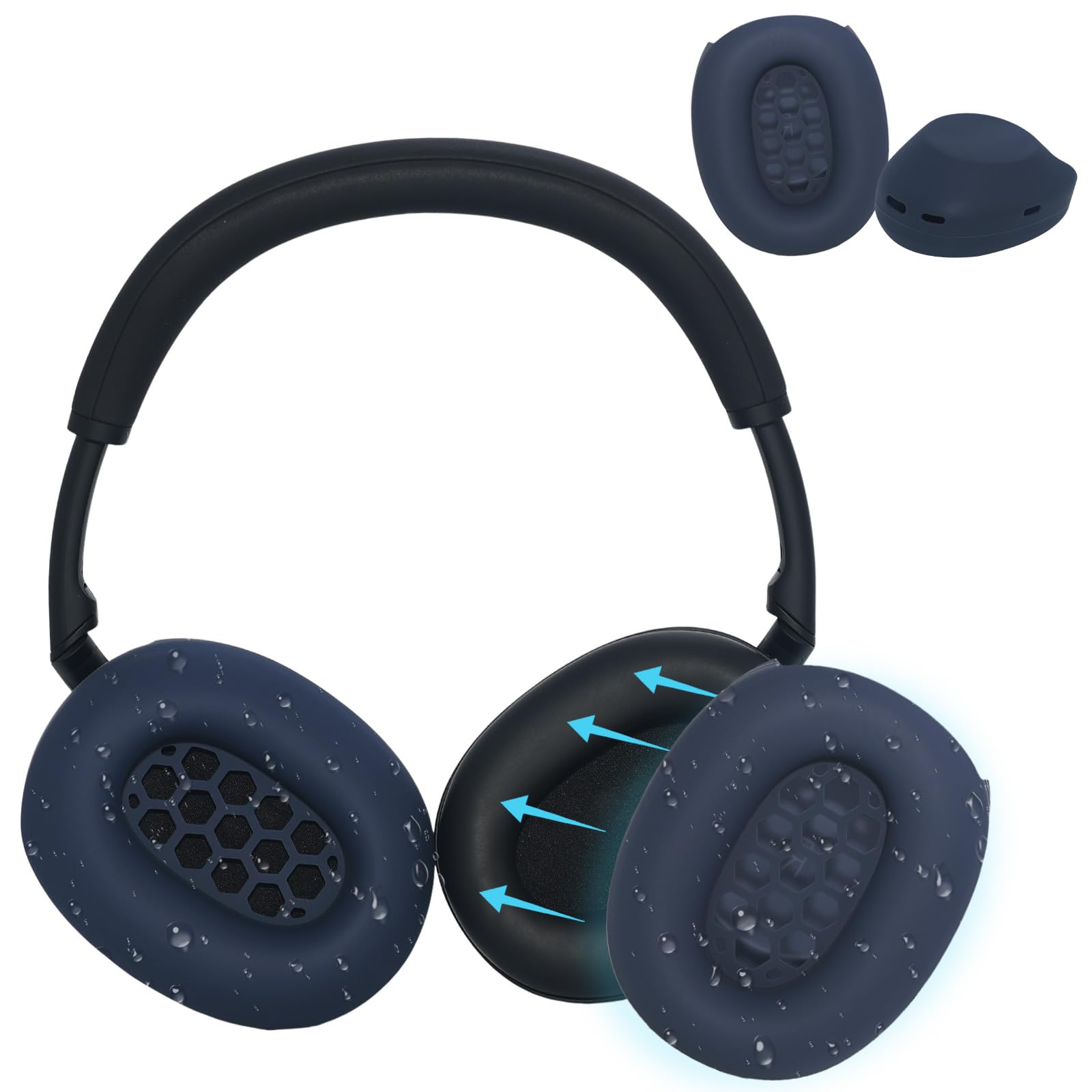 Adhiper XM6 Sweat Cover Earpad Covers for Sony WH-1000XM6 Headphones Accessories, Soft Silicone Ear Covers Case Cover Protector, Sweatproof & Washable - Dark Blue