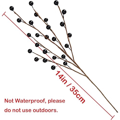 Miniatura 8 de GREENTIME Paquete de 12 tallos artificiales de bayas rojas de 14 pulgadas, púas de bayas de acebo falsas para Año Nuevo, Navidad, árbol de Navidad,