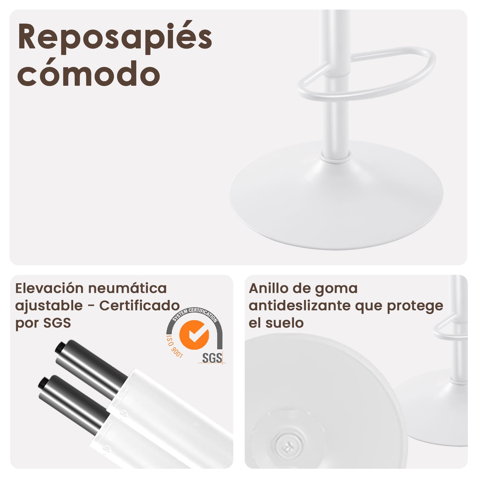 Kidol & Shellder Lot de 2 tabourets de Bar réglables en Hauteur et pivotants avec Dossier et Repose-Pieds – Chaises de Bar en PU Cuir rembourré, Style Moderne Industriel, Blanc, pour Cuisine