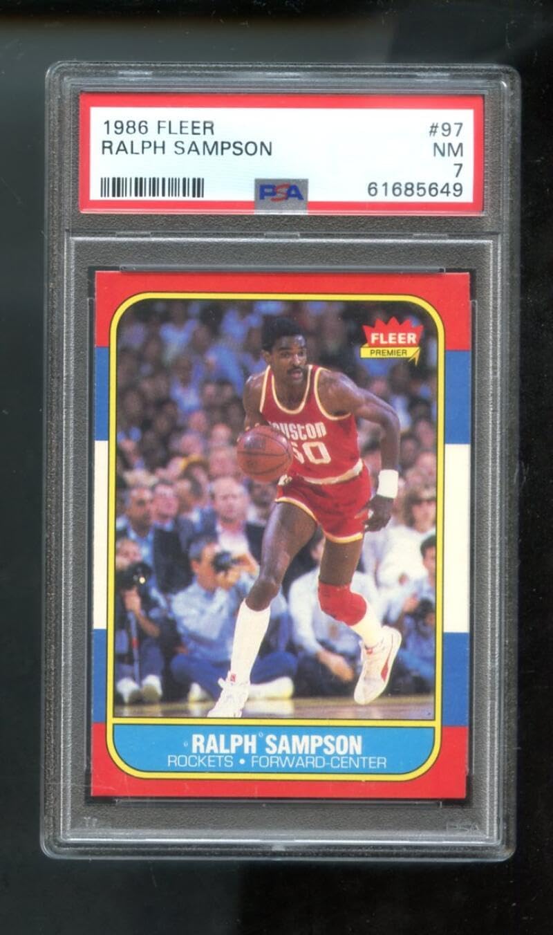 1986-87 Fleer #97 Ralph Sampson ROOKIE RC PSA 7 Graded Basketball Card NBA 86-87 1986 1987 Houston Rockets