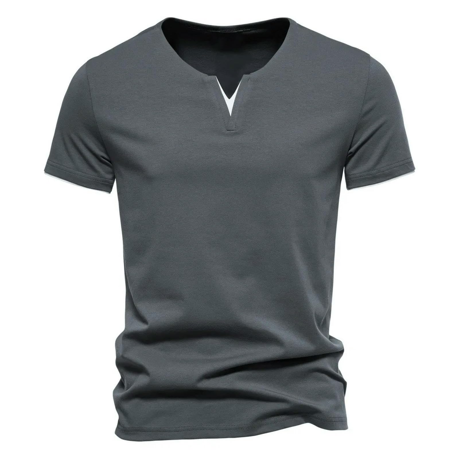 T Shirt Uomo T-Shirt A Maniche Corte di Grandi Dimensioni da Uomo con Spalle Calate, Cotone-Nero-l