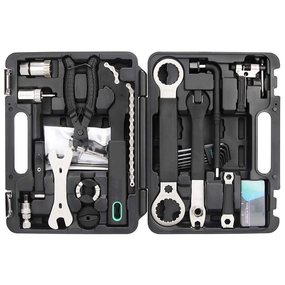 Kit de Herramientas de Reparación de Bicicletas Multifuncionales Todos los Tipos de Bicic Caja con Caja de Plástico Equipo Esencial de Reparación y Mantenimiento de Bicic Universales