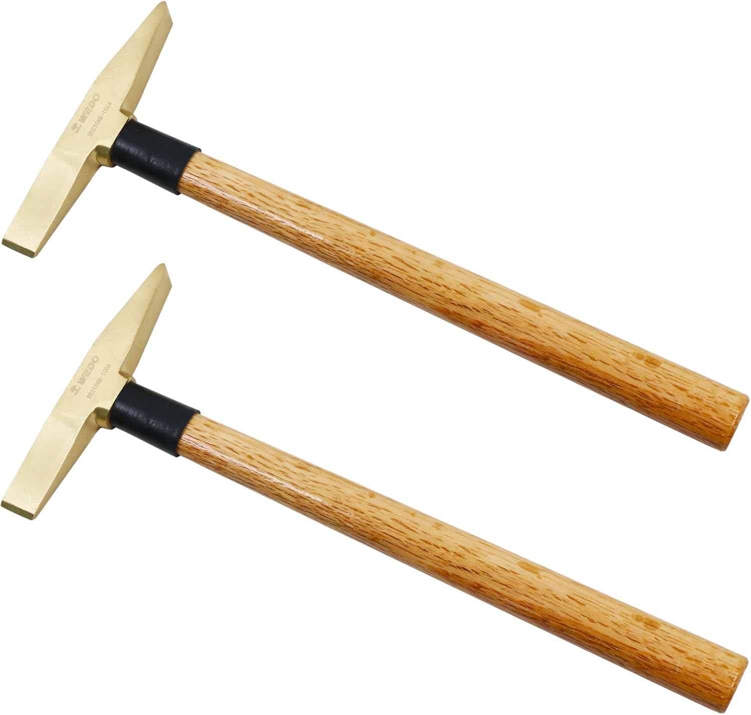 WEDO 2PCS Brass Welding Hammer Set,300g+300g,Wooden Handle,Scaling