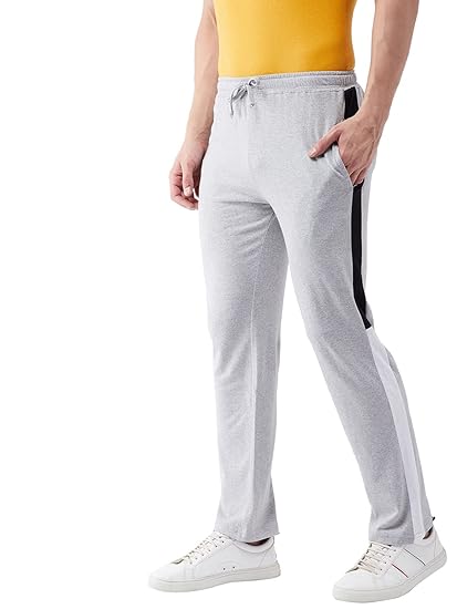 Mens Regular Fit Cotton Solid Track Pant with Side Zip Pockets (GSTP2789)