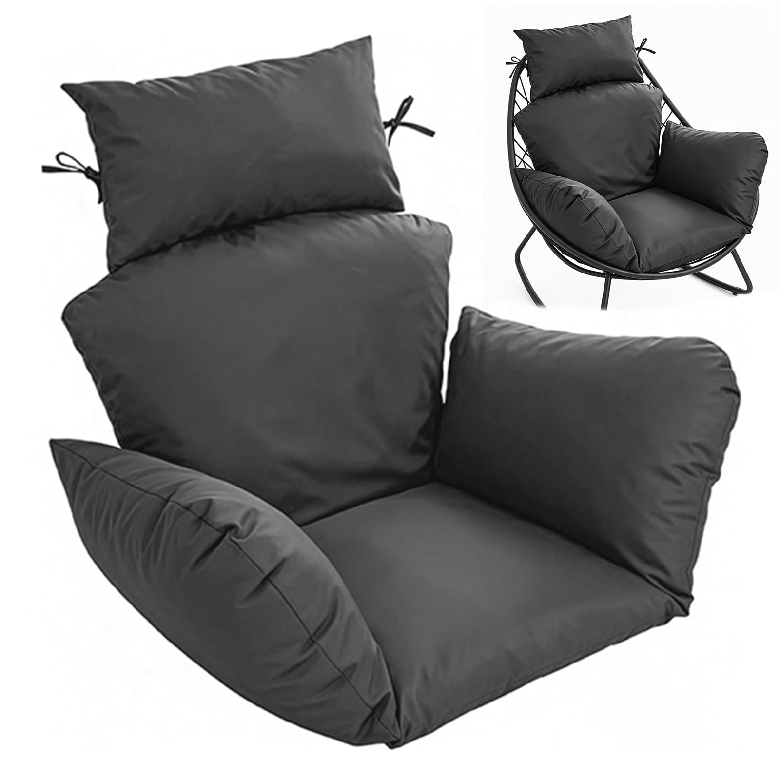 Coussin de fauteuil suspendu d'extérieur imperméable pour jardin, terrasse, gris foncé