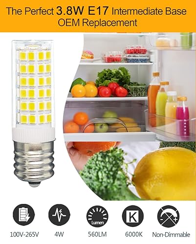 Miniatura 3 de Kei d28k 4w kel2812 - Bombilla para congelador kei d28m kel 2815 ac100-265v 3.8w bombilla para refrigerador 5304517886 repuesto E17 base intermedia