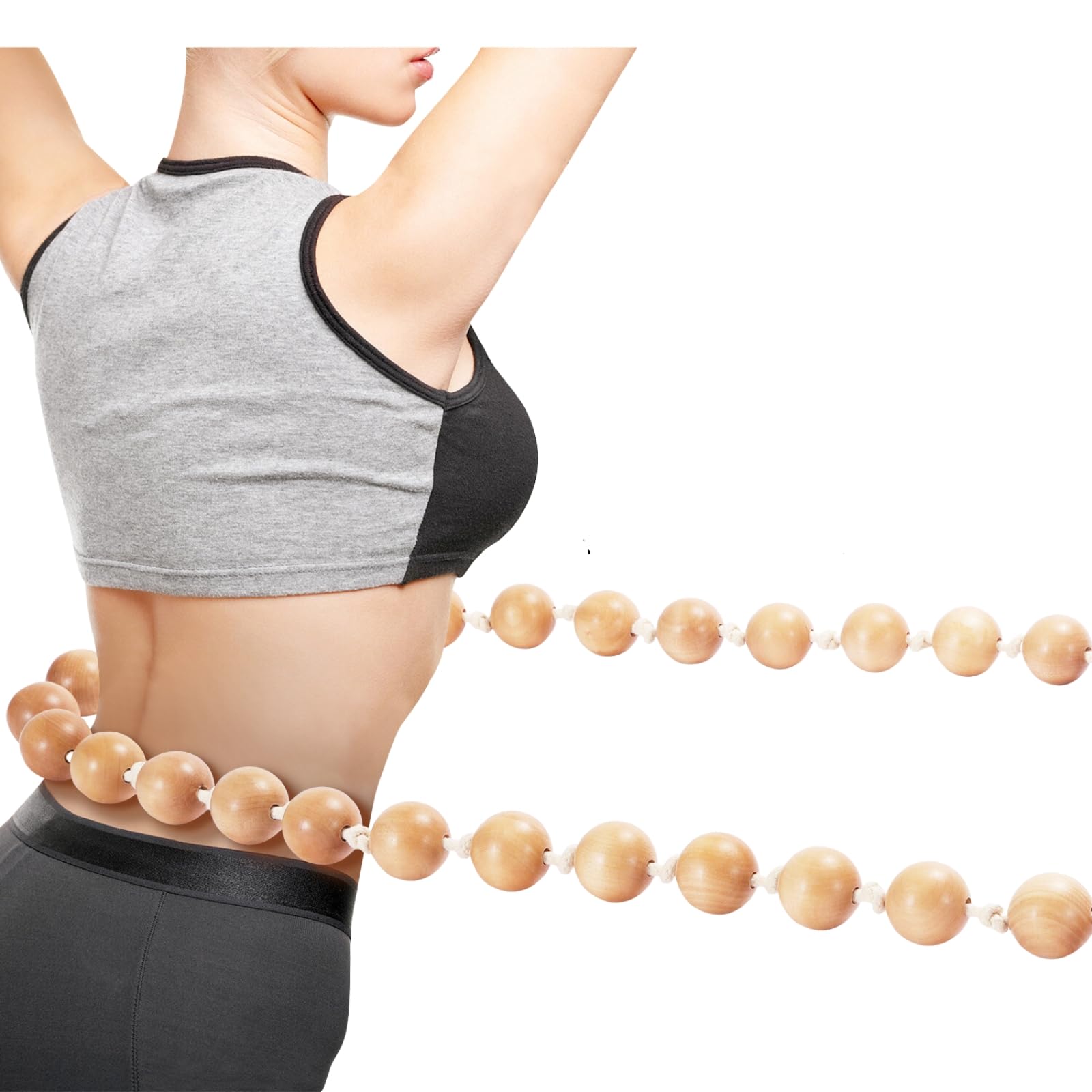 Hula Weighted Hoop for Women Fitness, Wooden Massage Beaded Hoop for Yoga/Pilates, Handmade, 3.5 and 2.6 lbs Available