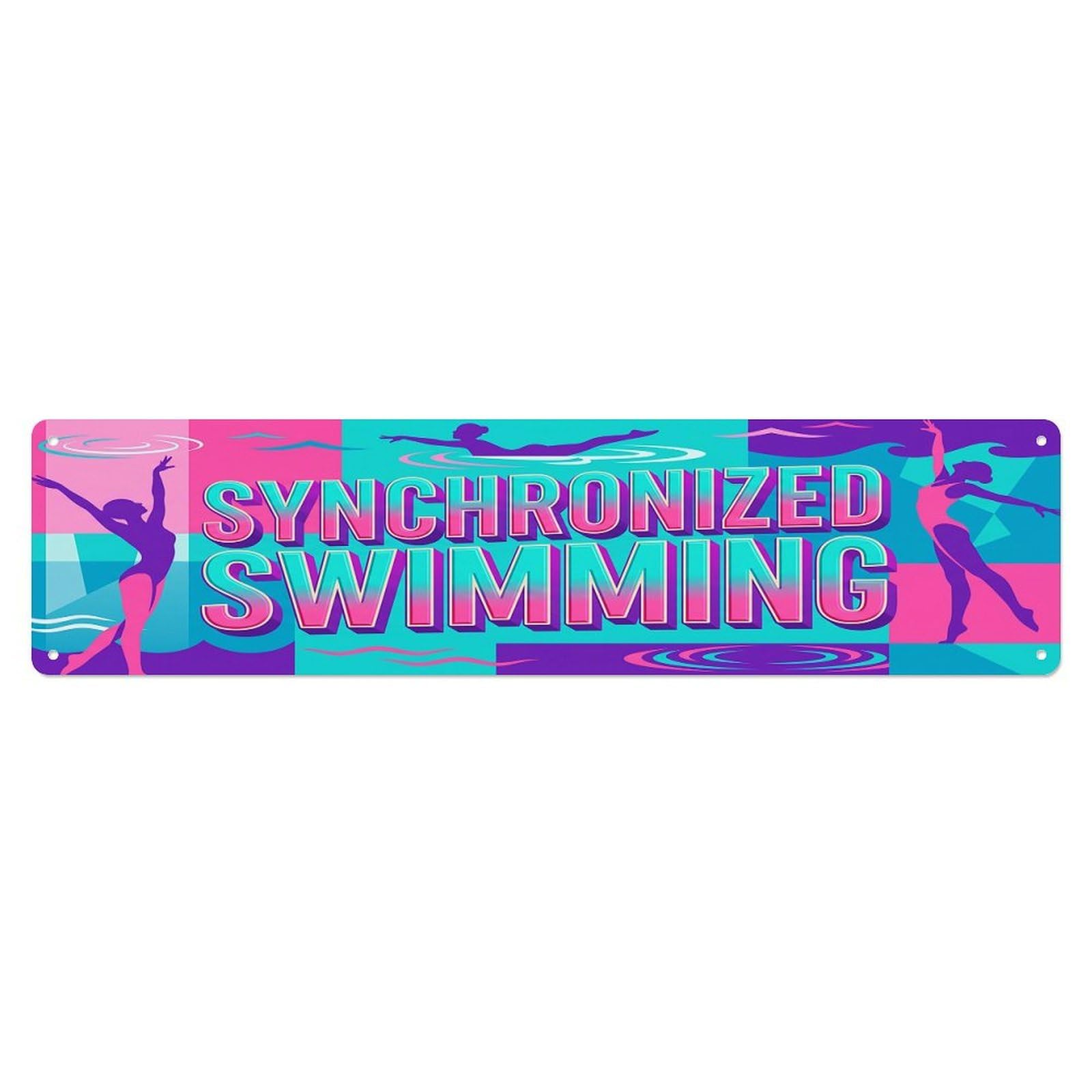 Cmhok Vintage Style Vintage Synchronized Swimming Outdoor Activity Sports Metal Tin Sign Wall Decor For Cafe, Club, Garden Metal Poster 4X16inch