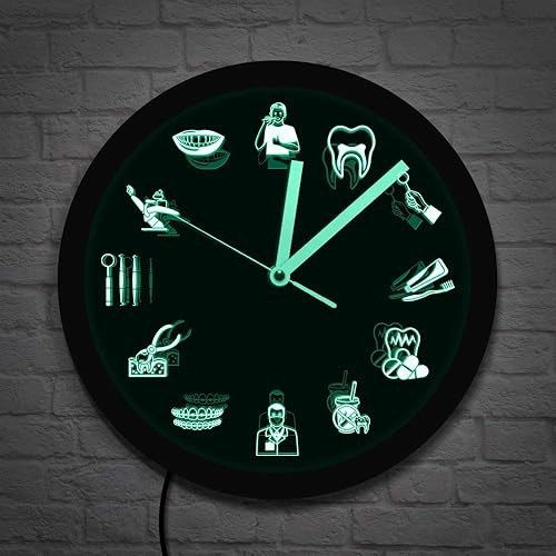 Miniatura 7 de The Geeky Days Dentista Clínica Dental Neón Reloj de Pared Señal Dental Oficina Higienista Iluminación LED Decoración Regalo