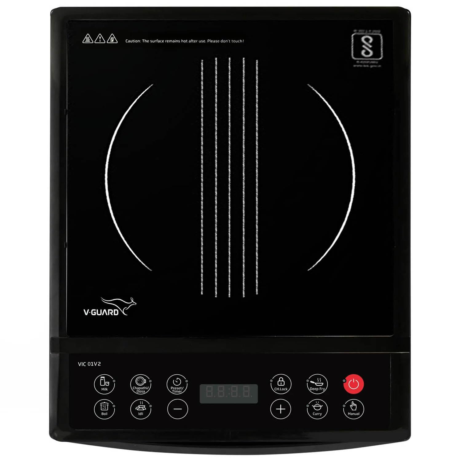 V-Guard VIC01 V2 Induction Cook-top, top-down view