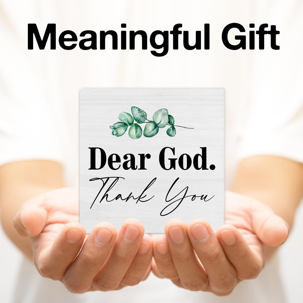TSUYAWU Christian Decor, Wooden Sign, Dear God Thank You, 5 x 5 Inches, Modern Style, Tabletop Decoration, Living Room - Image 7