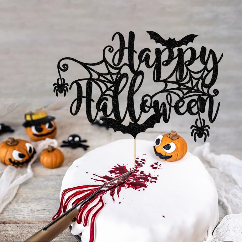 Happy Halloween Cake Topper Set – 8-teilig, Glitzernde Kuchen-Deko Für Halloween-Partys