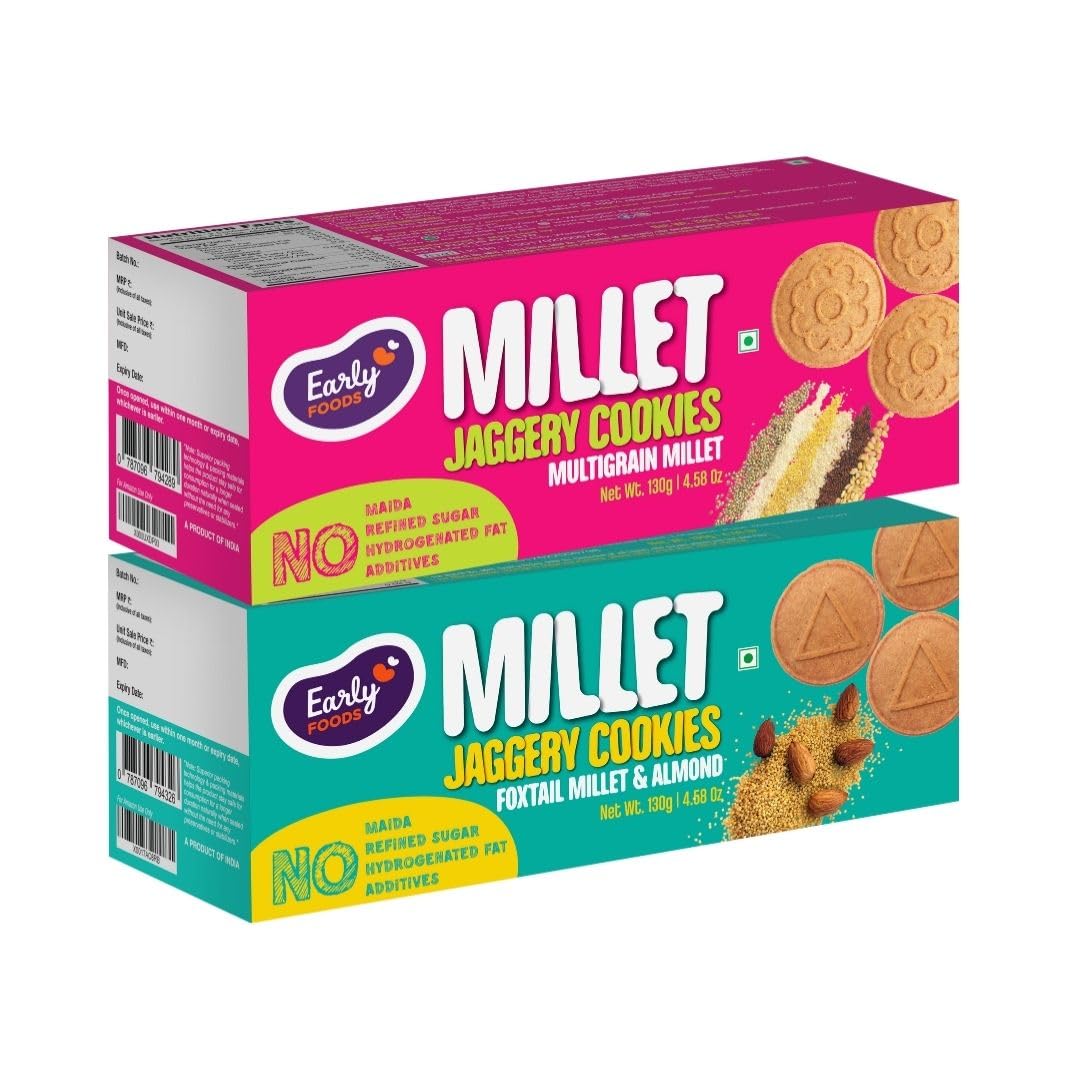Early Foods Biscuits Combo Pack Of 2 Foxtail & Multigrain Jaggery Assorted Cookies,|Sugar Free Biscuits,260 Grams (B08QGZ3K4K) Amazon Price History, Amazon Price Tracker