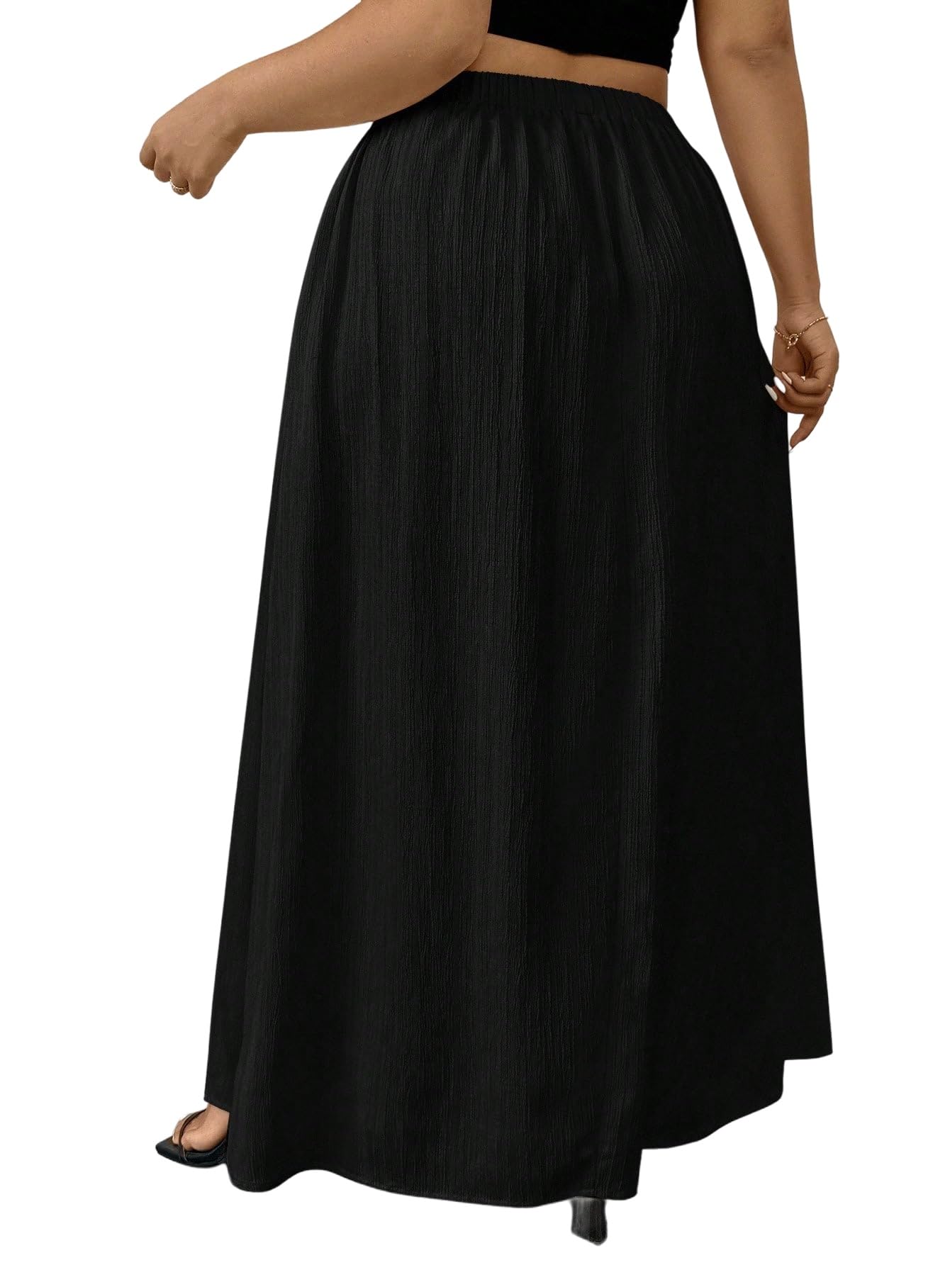 SOLY HUX Damen Eleganter Rock Große Größen Maxirock A Linie Sommerrock mit Textur Hohe Taille Freizeitrock Urlaubsrock Sommer Outfits