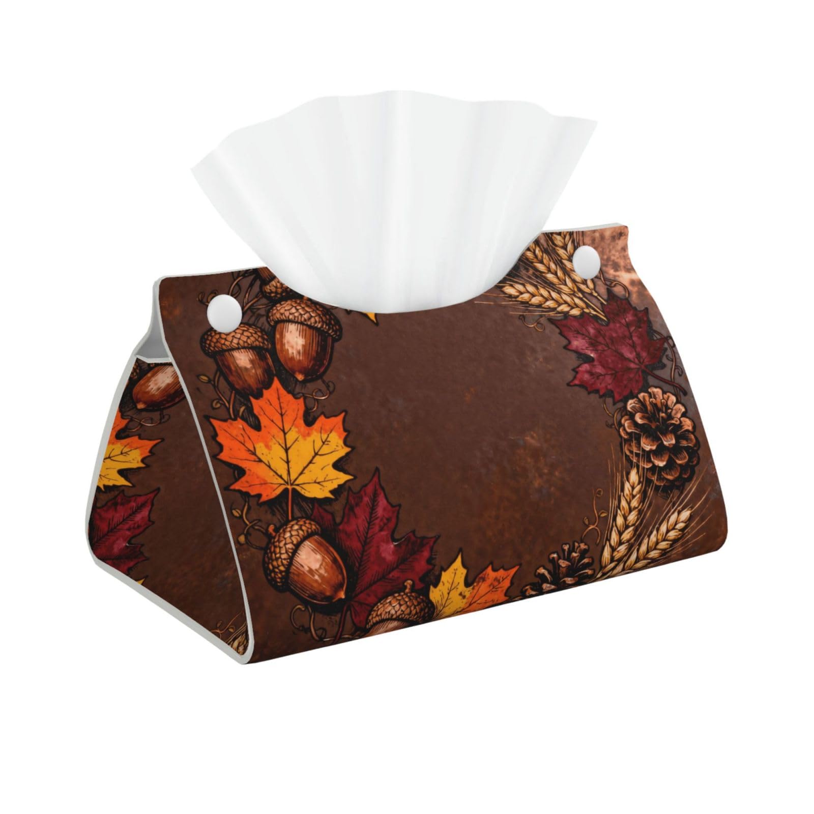 Autumn wreath Long Leather Tissue Box Cover-Waterproof PU Leather Tissue Holder for Bathroom, Decorative Rectangular Tissue Case