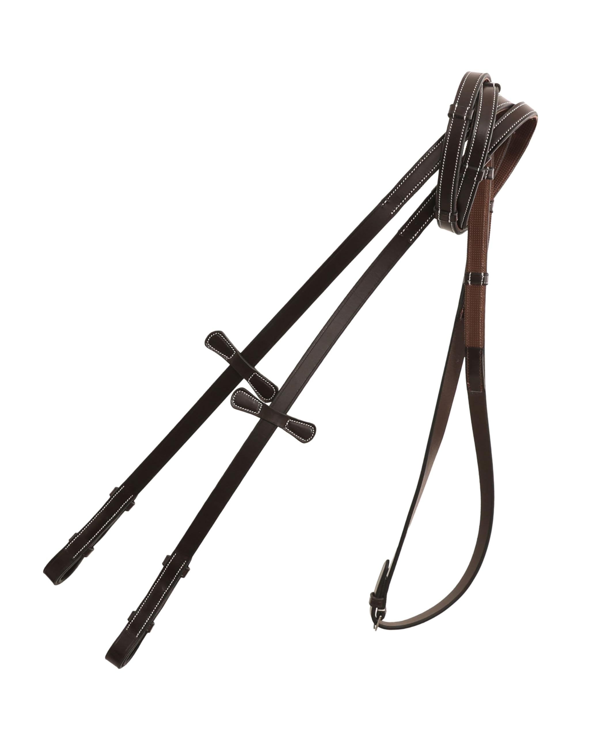 Riendas de Cazador con Siete topes de Mano para Brida de Cazador | Tapones de martingala (Habana, sobre - Cuero VT (Jinete avanzado))