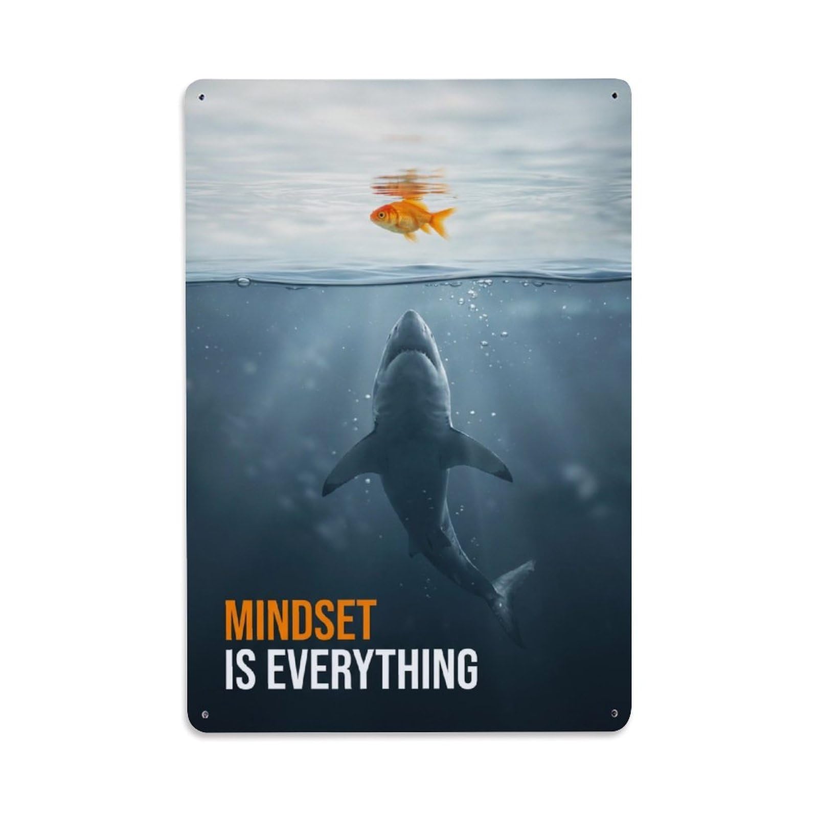 Metal Tin Sign Mindset Is Everything Shark Animal Motivation Quote