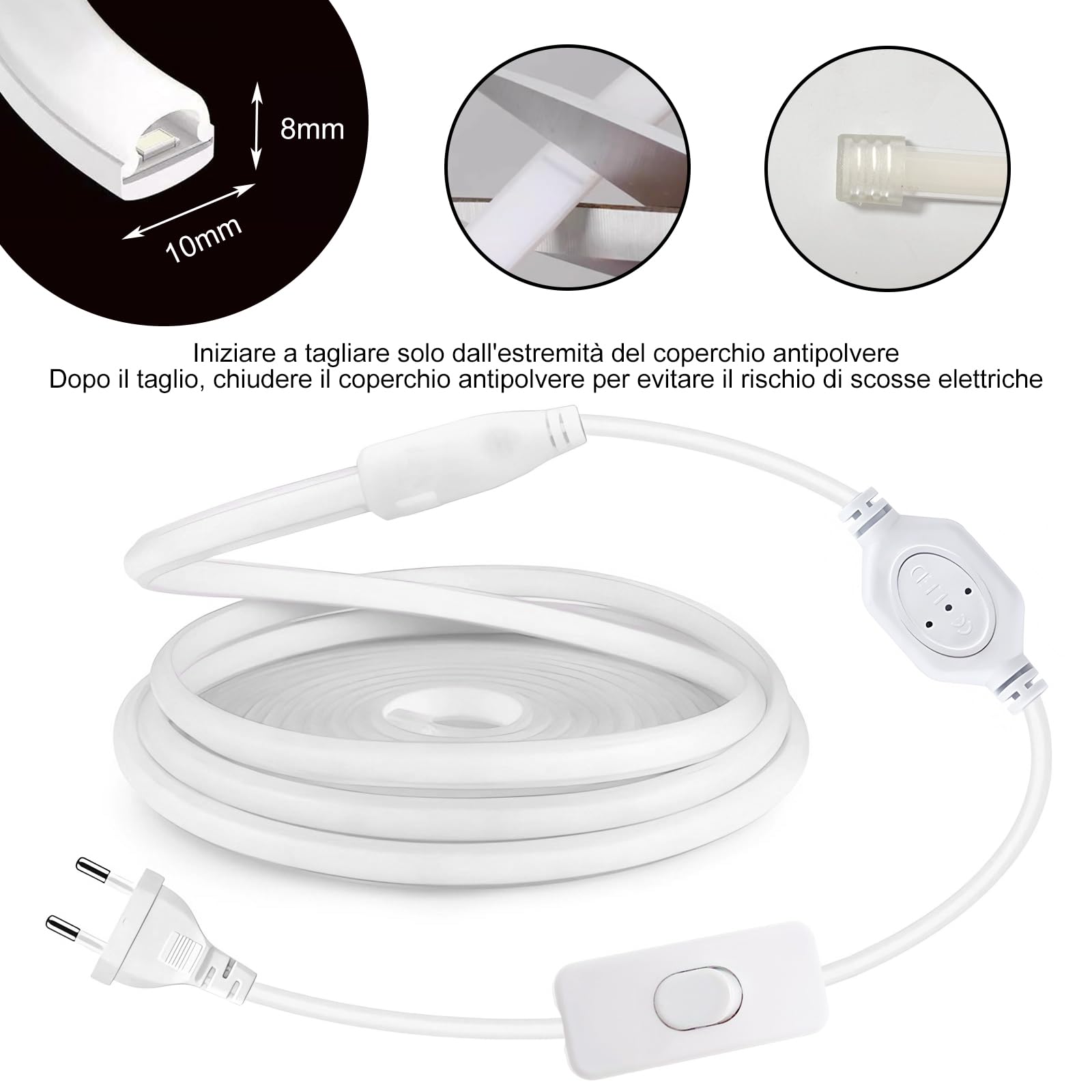 STHomedeco Tira LED COB - Striscia Adesive 220v Da Interno Esterno Impermeabile, Alta LuminositÃ Striscia IP65, Strip LED per Commerciale, Camera da letto (Blu, 5M)