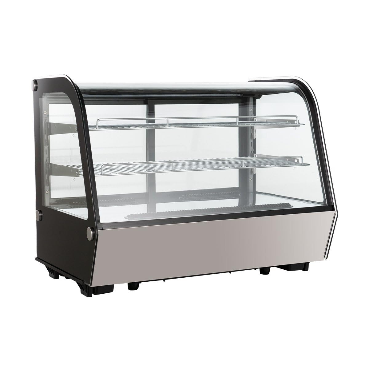 GastroHero Vetrina refrigerante 160 litri I vetrina buffet +2 °C e +6 °C con LED I vetrina refrigerante Gastro nero I banco refrigerante con porta in vetro e convezione I chiudibile a chiave