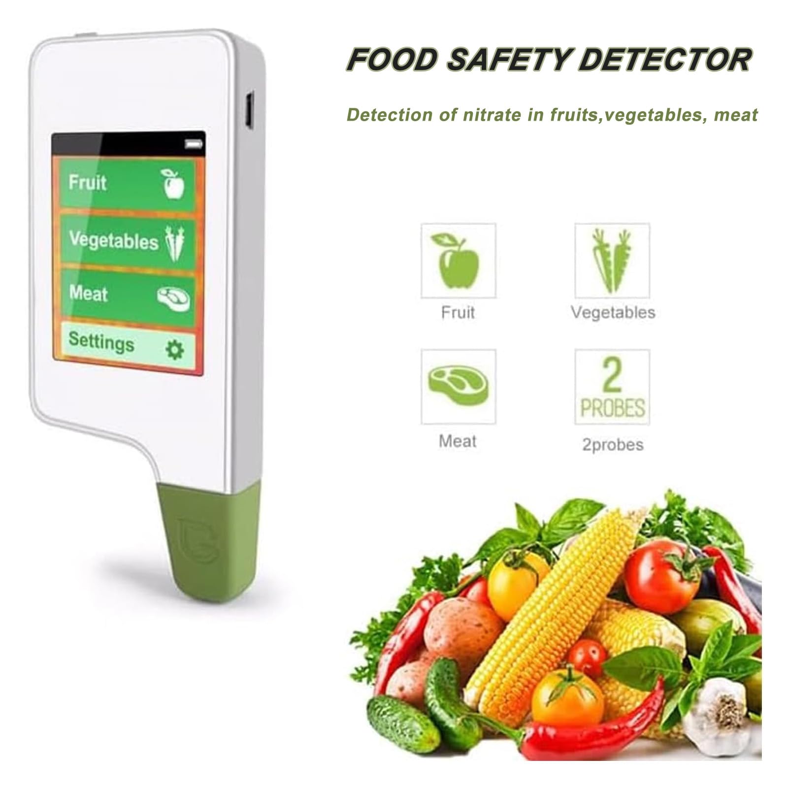 Analizador Digital De Nitratos En Alimentos, Detector De Residuos De Pesticidas para Frutas, Verduras, Carne Y Pescado, Medidor De Tds/ppm De Alta Precisión para La Calidad del Agua Potable,