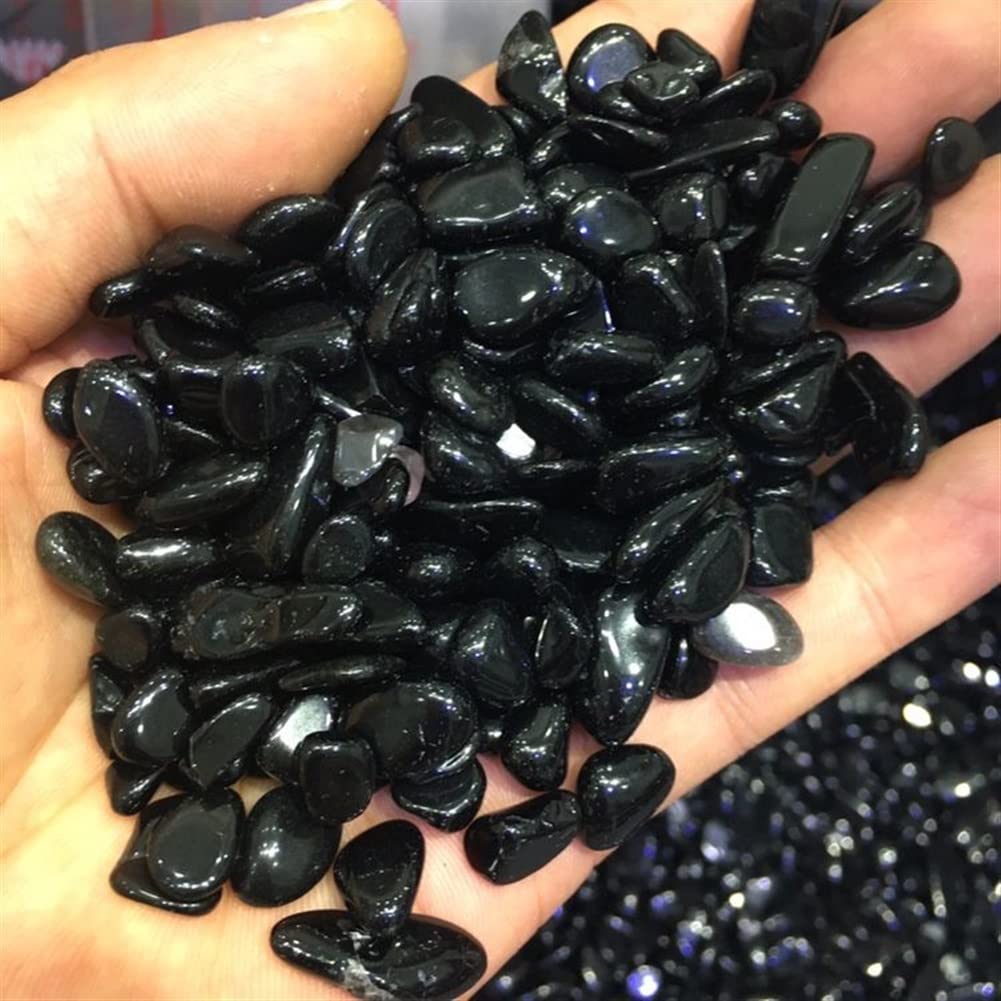 Natürlicher Kristall, grobe Heimdekoration, natürlicher schwarzer Obsidian, Trommelstein, polierte Kristallsteine Haus Dekoration(Size:400g)