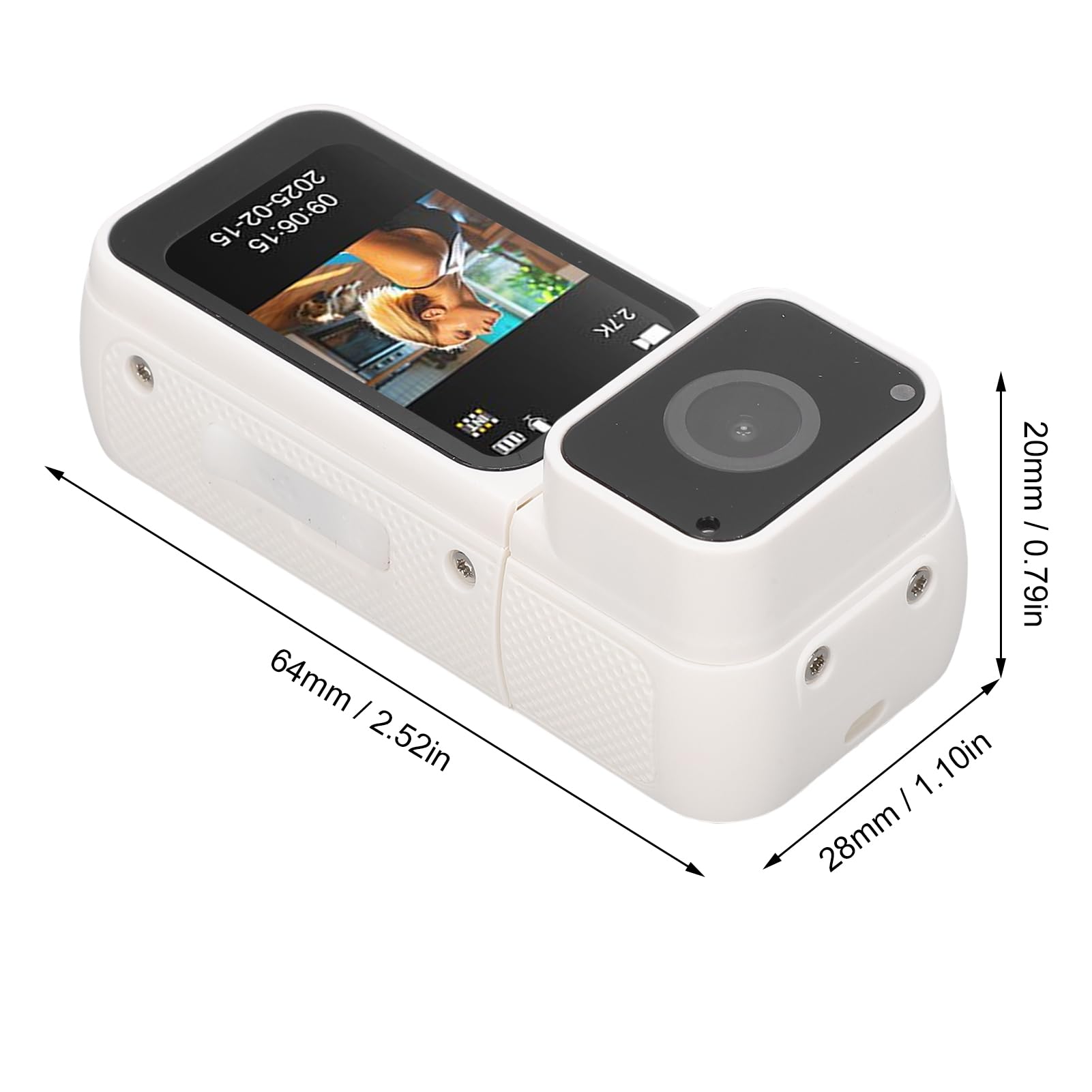 Cryfokt Caméra D’Action 2.7K, Caméra Portable à Commande (White)