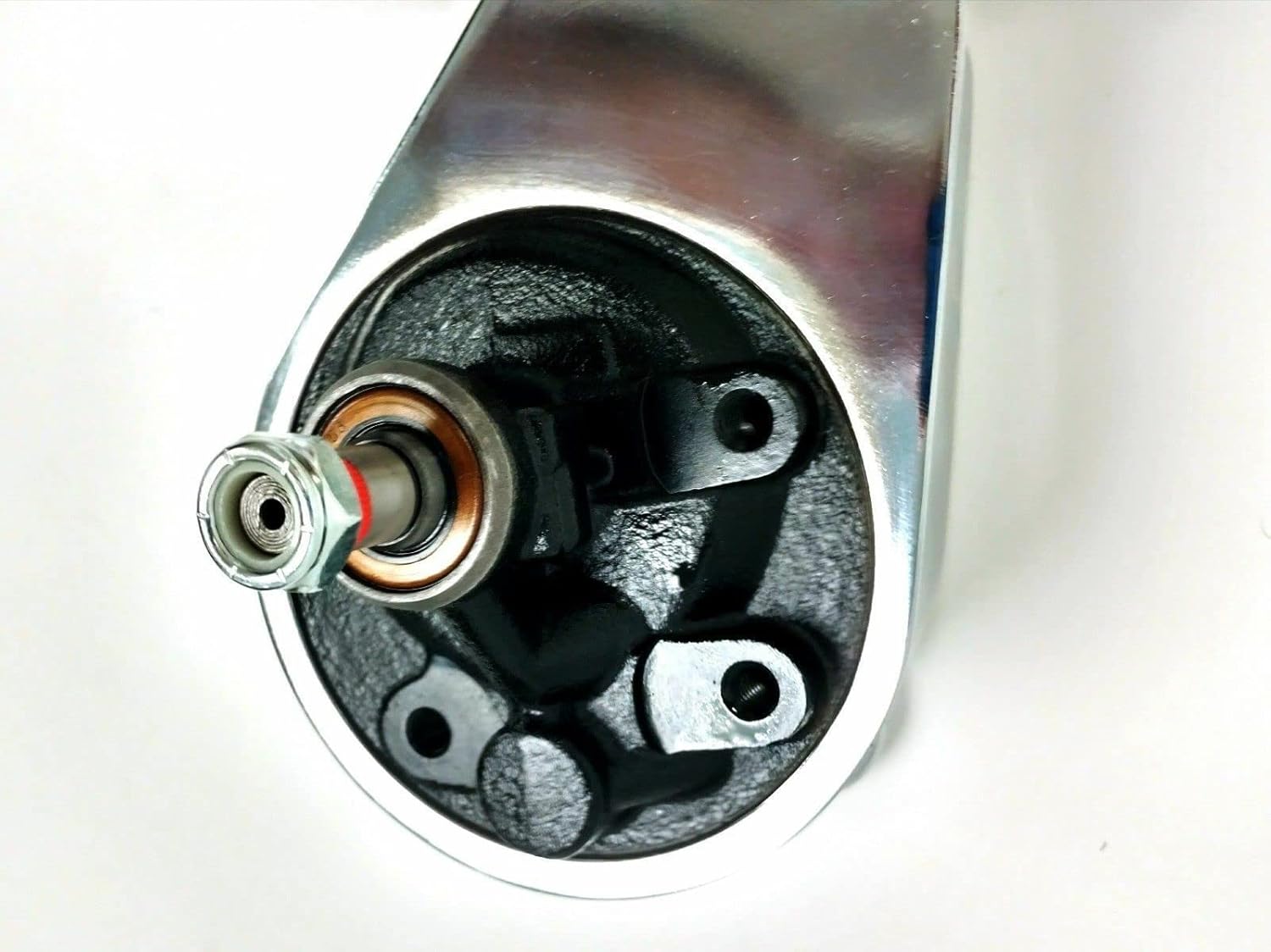 Chrome Saginaw Style Power Steering Pump Bolt On Pulley A-Can Style, Compatible with Chevy SBC