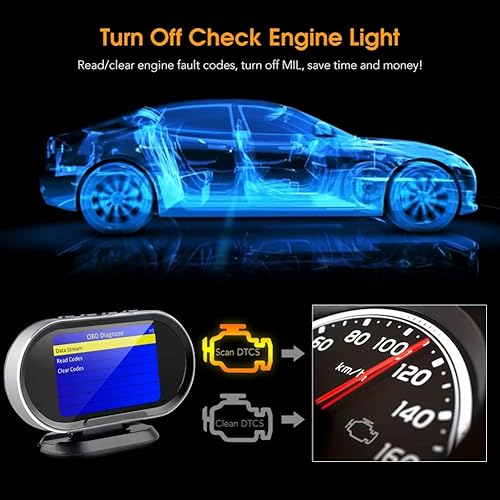 Miniatura 4 de Lector de código de escáner OBD2 2 en 1 y pantalla frontal HUD automática compatible con los 10 modos de prueba OBDII en todos los vehículos