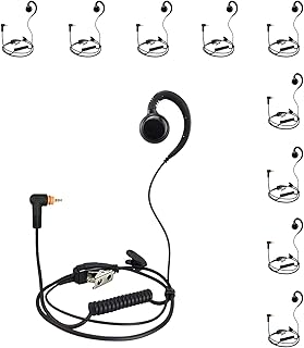 [10-Pack] ProMaxPower 1-Wire C-Shape Swivel Earpiece Headset with in-Line Mic & PTT Button for Motorola Two-Way Radios SL300, SL3500e, SL4000, SL7550e, SL7580, SL8550e, SL1K