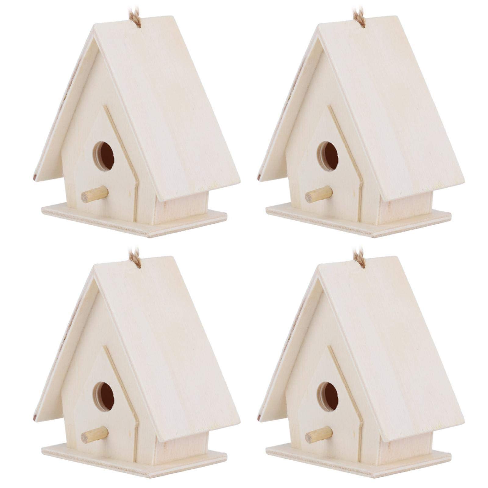 4 Piezas Mini Colgante de Madera para casa de pájaros nidos Jaula Adorno Manualidades Bricolaje cría de Loros Caja de Nido de pájaros Colgante Exterior casa de pájaros para decoración de jardín