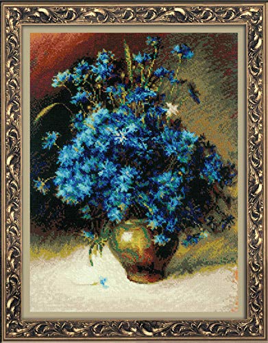 Image of RIOLIS 1772 Cornflowers According to I. Levitan Counted Cross Stitch Kit, Cotton, Multi-Colour, 3040cm