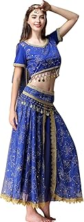 Belly Dance Costume Bollywood Dress - Halloween Chiffon Dance Outfit Costumes with Head Veil for Women - Buy now
