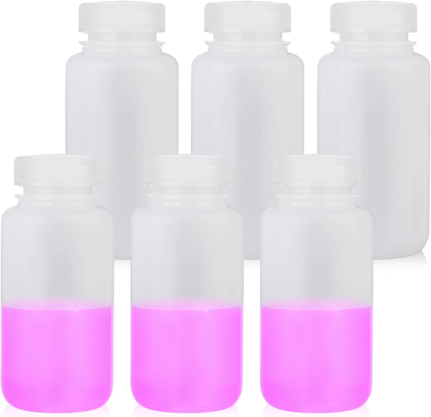 Round Plastic Reagent Bottle HDPE Wide Mouth Plastic Bottle, 4pcs of 500ml Sample Sealing Storage Container for Laboratories, Classrooms, or Storage at Home, LVAN003
