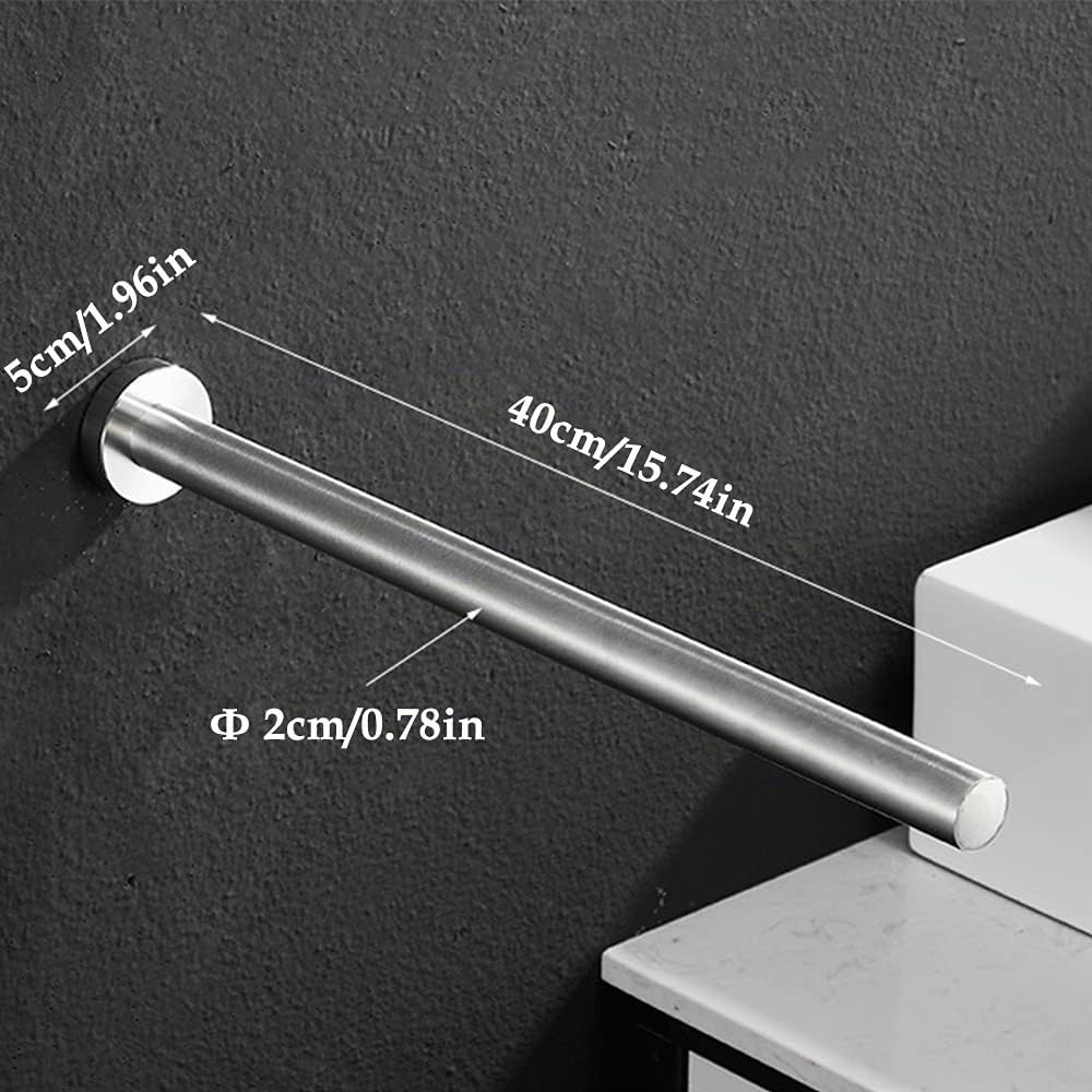 40 cm Toallero de Montaje para Pared - Soporte de Toalla de Acero Inoxidable Sus 304 con Tornillos Barra de Toalla Acabado Cepillado para baños Cocina Inodoro Resistente - Plata, Brazo único