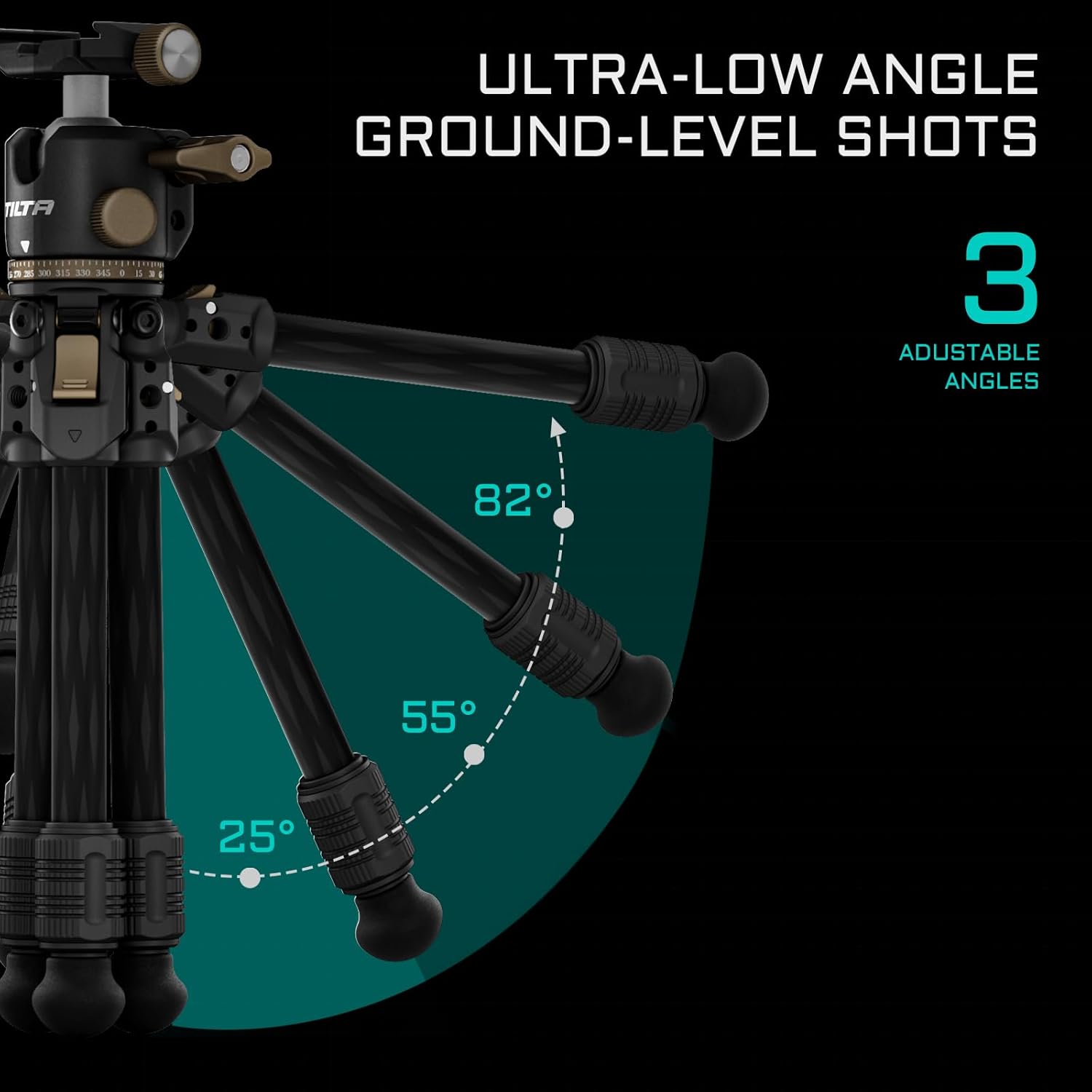 Tilta BT03 Tabletop Tripod | Ball Head with 1-Stage Carbon Fiber Tripod Legs (3KG) (Space Gray, Extendable Edition)