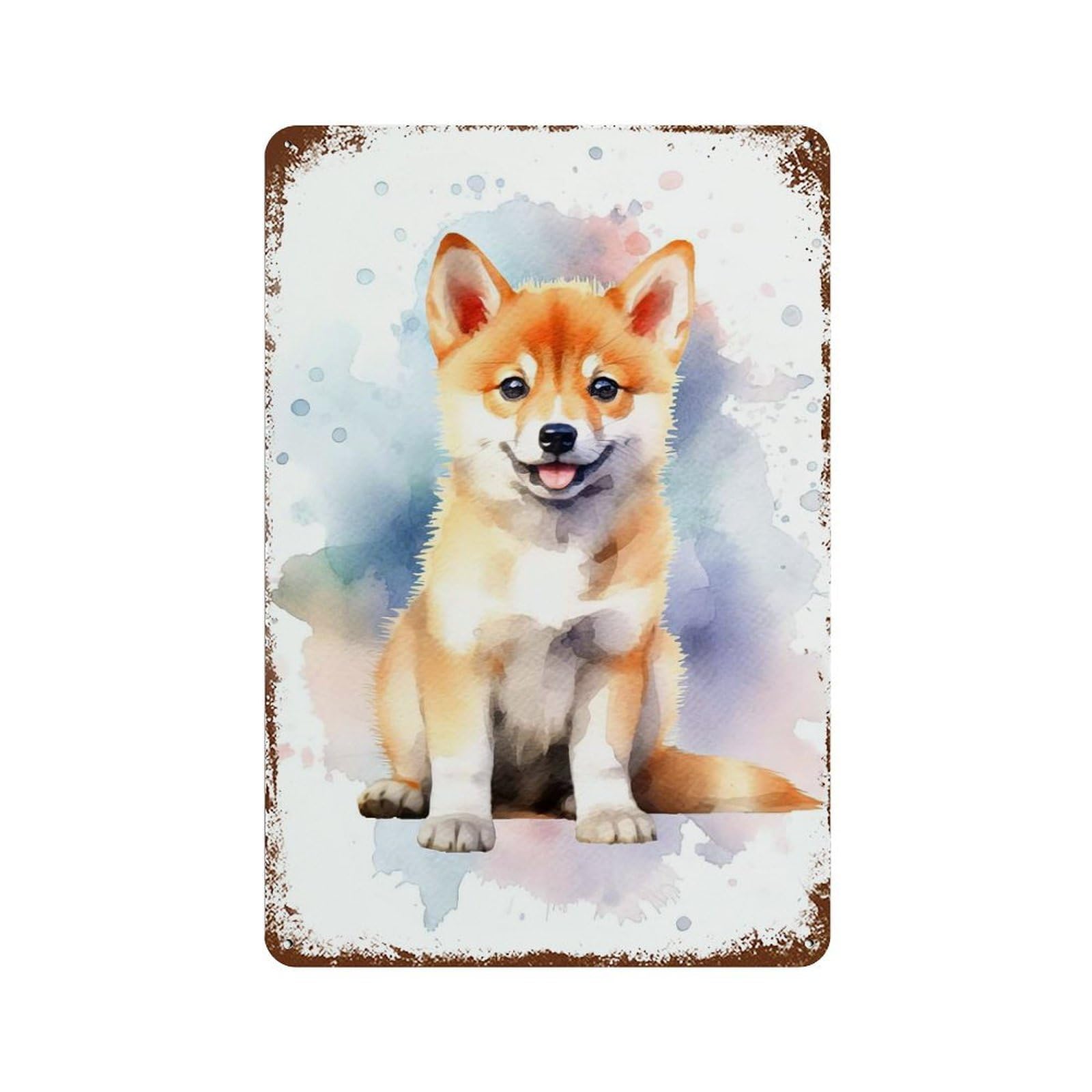 Cute Shiba Inu Dog Puppy Decorative Tin Sign 11.8"x7.9", Vintage Wall Decor for Basement, Hobby Room And Garage Decor