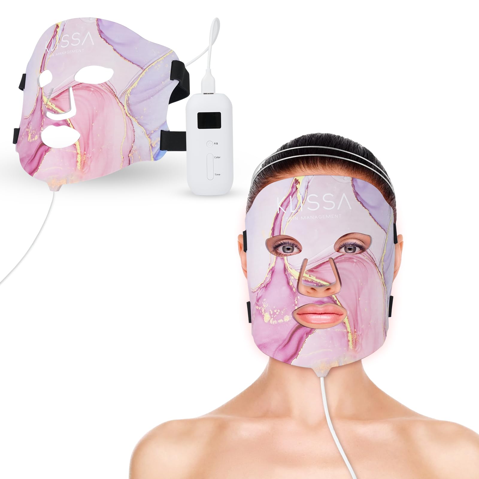 KLISSA LED Light Therapy Face Mask Light Therapy Mask Adjustable Silicone Mask with EyeProtection for Home Use Red