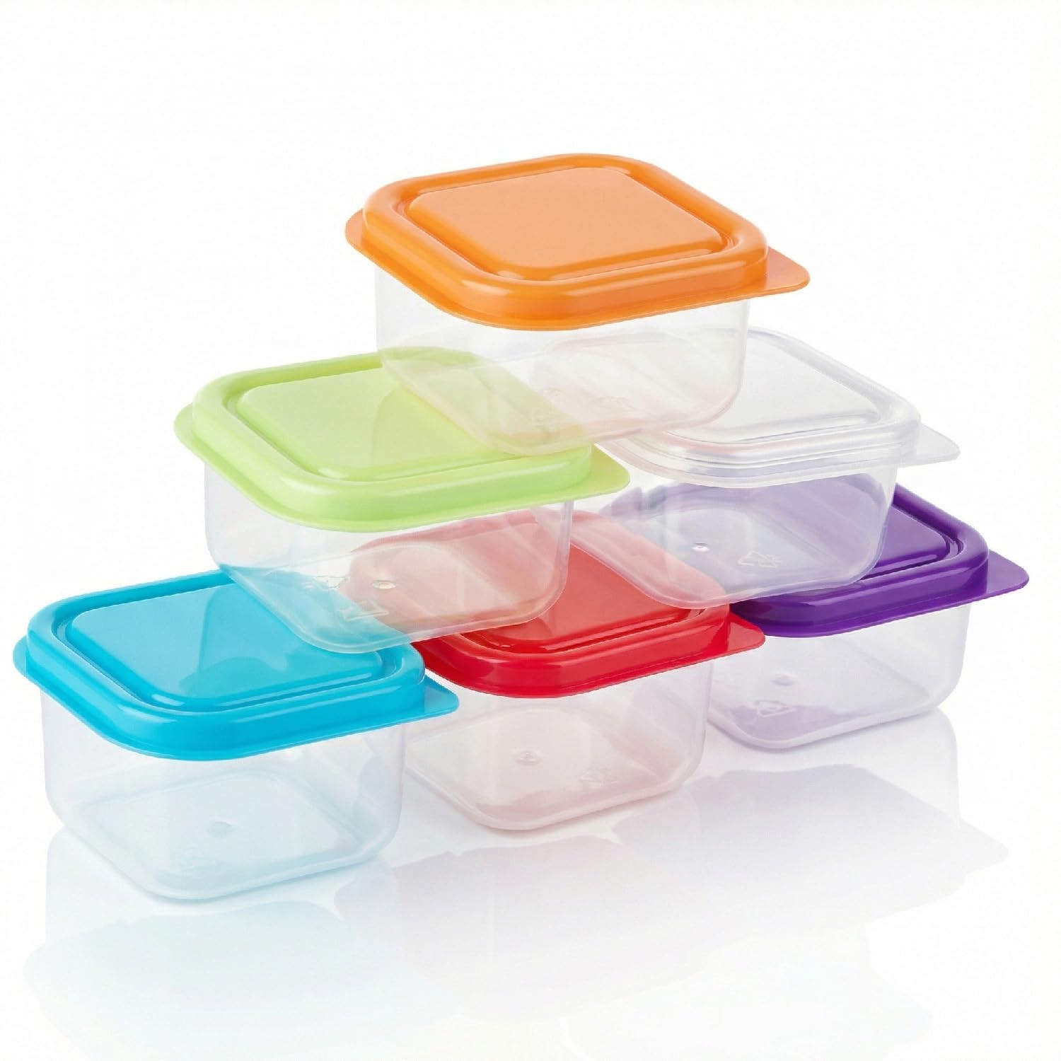Tabanzhe 6 Pcs Small Plastic Food Containers with Lids,3oz Mini Food Storage Pots,Airtight & Leakproof Containers for Snacks Sauces Meal Prep,Microwave & Freezer Safe (100ml)