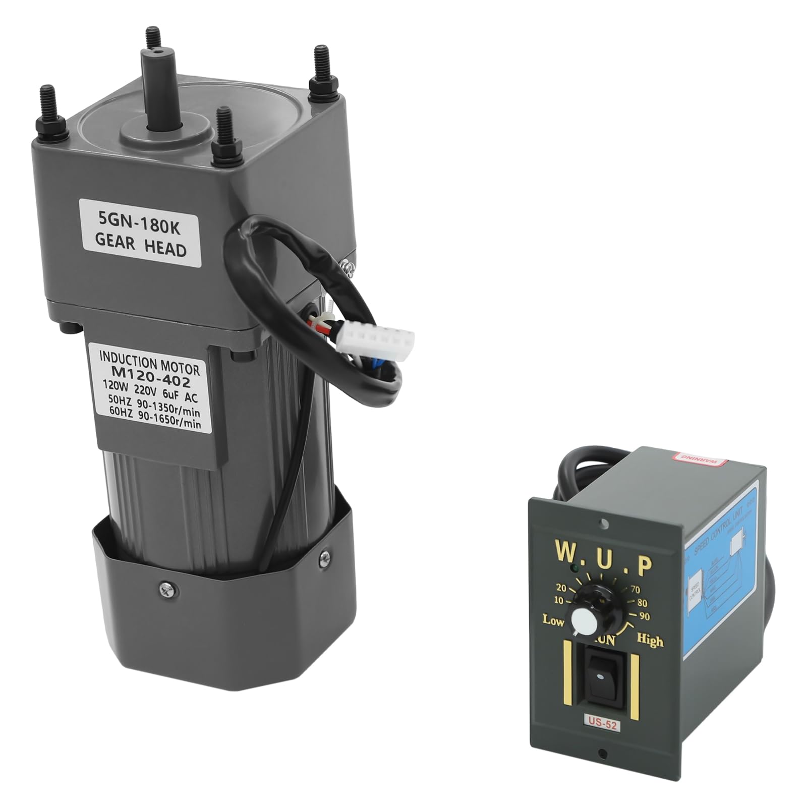 Motore a trasmissione da 120 W, con regolatore di velocità, motore pneumatico unidirezionale, motore elettrico per imballaggio, stampa, lavorazione alimentare, tessile e ingegneria meccanica